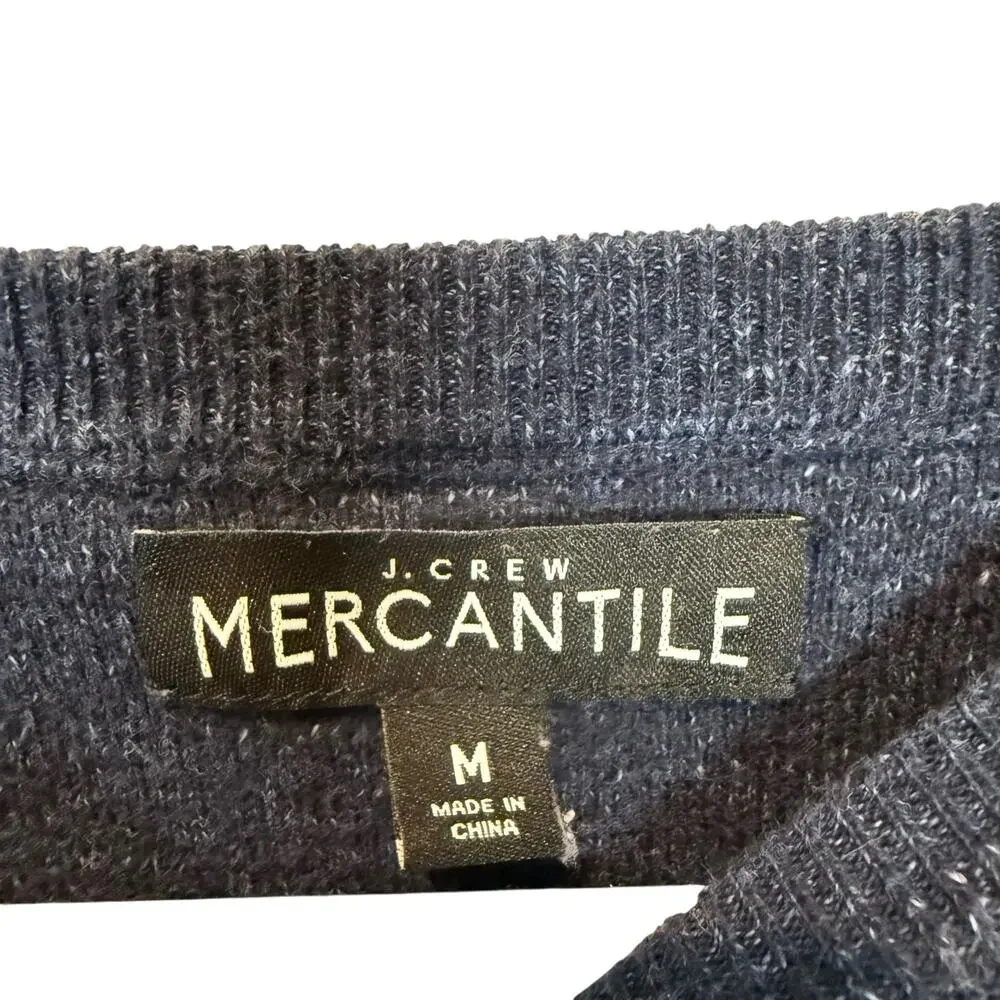 J.CREW Mercantile Sweater‎ Mens Medium Navy Blue Cotton Crewneck Knit Pullover
